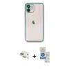 MARSİLYAN™- iPhone 11 Kılıf Vadi Minimal - Şeffaf Royal Nano Ekran Koruyucu + Pers Alüminyum Kamera Lens - GD