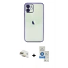 MARSİLYAN™- iPhone 11 Kılıf Vadi Minimal - Şeffaf Royal Nano Ekran Koruyucu + Pers Alüminyum Kamera Lens - GD