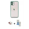 MARSİLYAN™- iPhone 11 Kılıf Vadi Minimal - Şeffaf Royal Nano Ekran Koruyucu + Pers Alüminyum Kamera Lens - KI