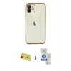 MARSİLYAN™- iPhone 11 Kılıf Vadi Minimal - Şeffaf Royal Nano Ekran Koruyucu + Rainbow Kamera Lens Koruma Cam - KI