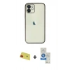 MARSİLYAN™- iPhone 11 Kılıf Vadi Minimal - Şeffaf Royal Nano Ekran Koruyucu + Rainbow Kamera Lens Koruma Cam - KI