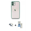 MARSİLYAN™- iPhone 11 Kılıf Vadi Minimal - Şeffaf Royal Nano Ekran Koruyucu + Pers Alüminyum Kamera Lens - LT