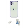 MARSİLYAN™- iPhone 11 Kılıf Vadi Minimal - Şeffaf Royal Nano Ekran Koruyucu + Renkli Kamera Lens Koruma Cam - YL
