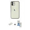 MARSİLYAN™- iPhone 11 Kılıf Vadi Minimal - Şeffaf Royal Nano Ekran Koruyucu + Renkli Kamera Lens Koruma Cam - YL