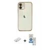 MARSİLYAN™- iPhone 11 Kılıf Vadi Minimal - Şeffaf Royal Nano Ekran Koruyucu + Renkli Kamera Lens Koruma Cam - SI
