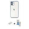 MARSİLYAN™- iPhone 11 Kılıf Vadi Minimal - Şeffaf Royal Nano Ekran Koruyucu + Renkli Kamera Lens Koruma Cam - SI