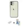 MARSİLYAN™- iPhone 11 Kılıf Vadi Minimal - Şeffaf Royal Nano Ekran Koruyucu + Renkli Kamera Lens Koruma Cam - SI