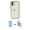 MARSİLYAN™- iPhone 11 Kılıf Vadi Minimal - Şeffaf Royal Nano Ekran Koruyucu + Neon Fosforlu Kamera Lens - YL