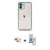 MARSİLYAN™- iPhone 11 Kılıf Vadi Minimal - Şeffaf Royal Nano Ekran Koruyucu + Pers Alüminyum Kamera Lens - YL