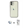 MARSİLYAN™- iPhone 11 Kılıf Vadi Minimal - Şeffaf Uv Polymer Nano Ekran Koruyucu + Gökkuşağı Pers Alüminyum Kamera Lens