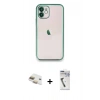 MARSİLYAN™- iPhone 11 Kılıf Vadi Minimal - Şeffaf Uv Polymer Nano Ekran Koruyucu + Pers Alüminyum Kamera Lens - GD
