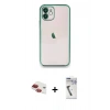 MARSİLYAN™- iPhone 11 Kılıf Vadi Minimal - Şeffaf Uv Polymer Nano Ekran Koruyucu + Pers Alüminyum Kamera Lens - KI