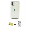 MARSİLYAN™- iPhone 11 Kılıf Vadi Minimal - Şeffaf Uv Polymer Nano Ekran Koruyucu + Kırmızı Rainbow Kamera Lens Koruma Cam