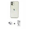 MARSİLYAN™- iPhone 11 Kılıf Vadi Minimal - Şeffaf Uv Polymer Nano Ekran Koruyucu + Lacivert Pers Alüminyum Kamera Lens