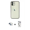 MARSİLYAN™- iPhone 11 Kılıf Vadi Minimal - Şeffaf Uv Polymer Nano Ekran Koruyucu + Lacivert Pers Alüminyum Kamera Lens