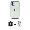 MARSİLYAN™- iPhone 11 Kılıf Vadi Minimal - Şeffaf Uv Polymer Nano Ekran Koruyucu + PVD Metal Kamera Lens - MI
