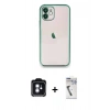 MARSİLYAN™- iPhone 11 Kılıf Vadi Minimal - Şeffaf Uv Polymer Nano Ekran Koruyucu + PVD Metal Kamera Lens - MI