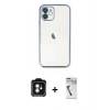 MARSİLYAN™- iPhone 11 Kılıf Vadi Minimal - Şeffaf Uv Polymer Nano Ekran Koruyucu + PVD Metal Kamera Lens - MI