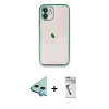 MARSİLYAN™- iPhone 11 Kılıf Vadi Minimal - Şeffaf Uv Polymer Nano Ekran Koruyucu + Raze Metal Kamera Lens - MI