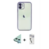 MARSİLYAN™- iPhone 11 Kılıf Vadi Minimal - Şeffaf Uv Polymer Nano Ekran Koruyucu + Raze Metal Kamera Lens - MI