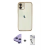 MARSİLYAN™- iPhone 11 Kılıf Vadi Minimal - Şeffaf Uv Polymer Nano Ekran Koruyucu + Raze Metal Kamera Lens - MR