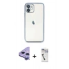 MARSİLYAN™- iPhone 11 Kılıf Vadi Minimal - Şeffaf Uv Polymer Nano Ekran Koruyucu + Raze Metal Kamera Lens - MR