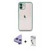 MARSİLYAN™- iPhone 11 Kılıf Vadi Minimal - Şeffaf Uv Polymer Nano Ekran Koruyucu + Raze Metal Kamera Lens - MR