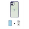 MARSİLYAN™- iPhone 11 Kılıf Vadi Minimal - Şeffaf Uv Polymer Nano Ekran Koruyucu + Neon Fosforlu Kamera Lens - TU