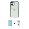 MARSİLYAN™- iPhone 11 Kılıf Vadi Minimal - Şeffaf Uv Polymer Nano Ekran Koruyucu + Neon Fosforlu Kamera Lens - YL