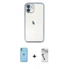 MARSİLYAN™- iPhone 11 Kılıf Vadi Minimal - Şeffaf Uv Polymer Nano Ekran Koruyucu + Neon Fosforlu Kamera Lens - YL