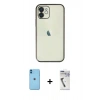 MARSİLYAN™- iPhone 11 Kılıf Vadi Minimal - Şeffaf Uv Polymer Nano Ekran Koruyucu + Neon Fosforlu Kamera Lens - MI