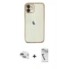 MARSİLYAN™- iPhone 11 Kılıf Vadi Minimal - Şeffaf Uv Polymer Nano Ekran Koruyucu + Pers Alüminyum Kamera Lens - YL