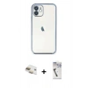 MARSİLYAN™- iPhone 11 Kılıf Vadi Minimal - Şeffaf Uv Polymer Nano Ekran Koruyucu + Pers Alüminyum Kamera Lens - GD