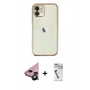 MARSİLYAN™- iPhone 11 Kılıf Vadi Minimal - Şeffaf Uv Polymer Nano Ekran Koruyucu + Raze Metal Kamera Lens - SH