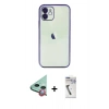 MARSİLYAN™- iPhone 11 Kılıf Vadi Minimal - Şeffaf Uv Polymer Nano Ekran Koruyucu + Raze Metal Kamera Lens - KI