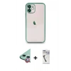MARSİLYAN™- iPhone 11 Kılıf Vadi Minimal - Şeffaf Uv Polymer Nano Ekran Koruyucu + Raze Metal Kamera Lens - KI