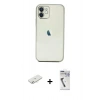 MARSİLYAN™- iPhone 11 Kılıf Vadi Minimal - Şeffaf Uv Polymer Nano Ekran Koruyucu + Renkli Kamera Lens Koruma Cam - SI