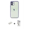 MARSİLYAN™- iPhone 11 Kılıf Vadi Minimal - Şeffaf Uv Polymer Nano Ekran Koruyucu + Renkli Kamera Lens Koruma Cam - YL