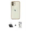 MARSİLYAN™- iPhone 11 Kılıf Vadi Minimal - Şeffaf Uv Polymer Nano Ekran Koruyucu + Kamera Lens Koruma Cam - SF
