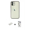 MARSİLYAN™- iPhone 11 Kılıf Vadi Minimal - Şeffaf Uv Polymer Nano Ekran Koruyucu + Turuncu Renkli Kamera Lens Koruma Cam