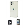 MARSİLYAN™- iPhone 11 Kılıf Vadi Minimal - Siyah 34D Hayalet Izgaralı Cam + PVD Metal Kamera Lens - MI