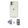 MARSİLYAN™- iPhone 11 Kılıf Vadi Minimal - Siyah 34D Hayalet Izgaralı Cam + Raze Metal Kamera Lens - MR