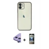 MARSİLYAN™- iPhone 11 Kılıf Vadi Minimal - Siyah 34D Hayalet Izgaralı Cam + Raze Metal Kamera Lens - MR