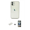 MARSİLYAN™- iPhone 11 Kılıf Vadi Minimal - Siyah 34D Hayalet Izgaralı Cam + Renkli Kamera Lens Koruma Cam - SI