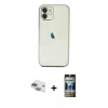 MARSİLYAN™- iPhone 11 Kılıf Vadi Minimal - Siyah 34D Hayalet Izgaralı Cam + Pers Alüminyum Kamera Lens - YL