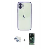 MARSİLYAN™- iPhone 11 Kılıf Vadi Minimal - Siyah 360 Mat Full Body Arka Koruyucu + Pers Alüminyum Kamera Lens - GI