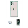 MARSİLYAN™- iPhone 11 Kılıf Vadi Minimal - Siyah 360 Mat Full Body Arka Koruyucu + Pers Alüminyum Kamera Lens - GI