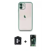 MARSİLYAN™- iPhone 11 Kılıf Vadi Minimal - Siyah 360 Mat Full Body Arka Koruyucu + PVD Metal Kamera Lens - MI