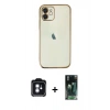 MARSİLYAN™- iPhone 11 Kılıf Vadi Minimal - Siyah 360 Mat Full Body Arka Koruyucu + PVD Metal Kamera Lens - MI