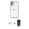 MARSİLYAN™- iPhone 11 Kılıf Vadi Minimal - Siyah 360 Mat Full Body Arka Koruyucu + Renkli Kamera Lens Koruma Cam - PE